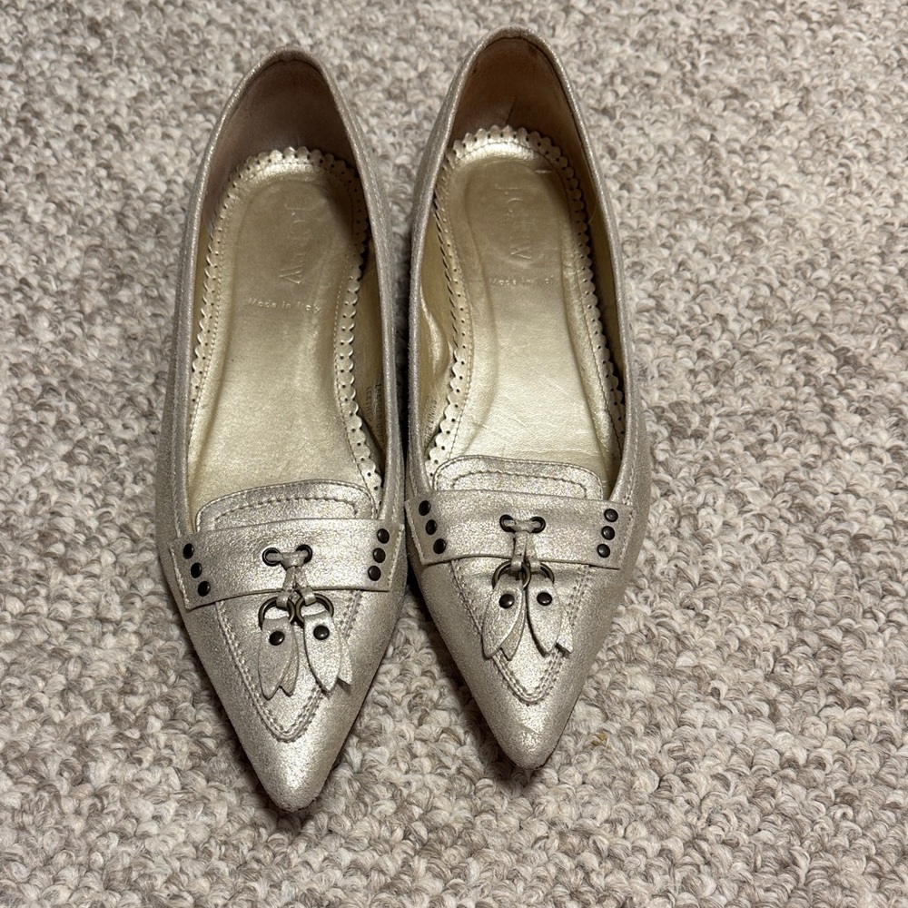 J. Crew Metallic Silver Leather Women's Flats